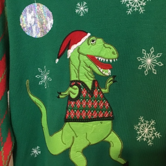 T-Rex Ugly Christmas Sweater size XL - Picture 2 of 5